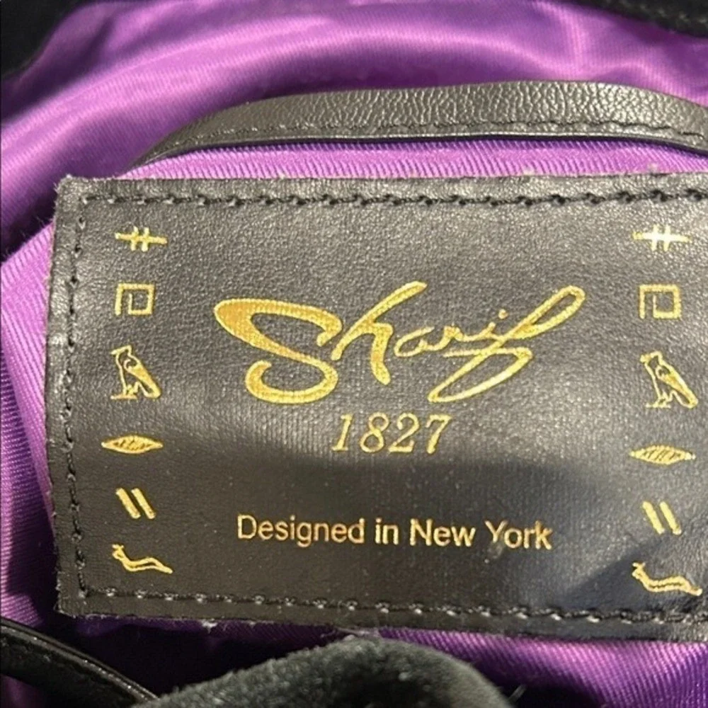Sharif 1827 Black Leather Suede Butterfly Bucket Bag Crossbody New York Design